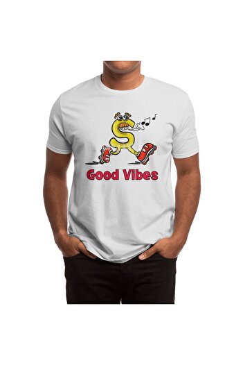 Fizello Чоловічий та жіночий білий футболка - Good Vibes Unisex T-shirt