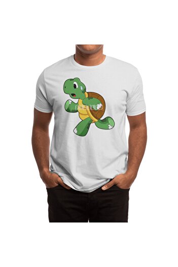 Fizello Чоловічий та жіночий унісекс білий джоггер-футболка Turtle