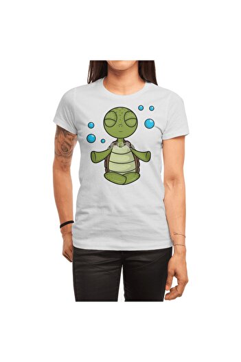 Fizello Чоловічий та жіночий медитативний футболка Turtle - унісекс білий