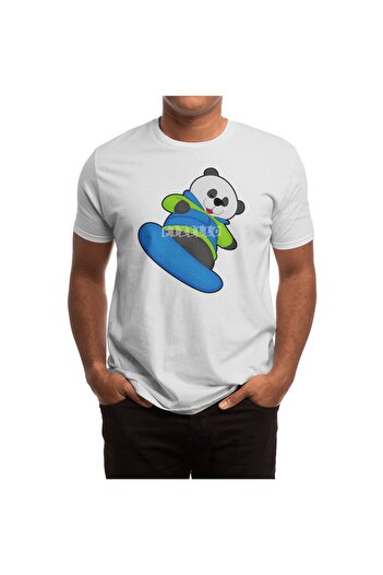 Fizello Panda Snowboarder - Чоловічий та жіночий білий футболка, унісекс