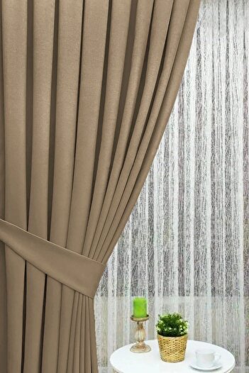 İ.D İpek Dokuma Mink Velvety Fabric Extrafor Gather 1stClass Quality Single Wing Background Curtain