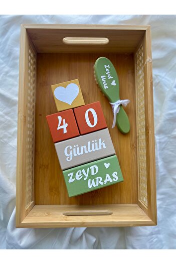 mogokids Bebek anı küpü bebek isim küpü ve renkli isimli doğal keçi kılı 6 parca Taraklı