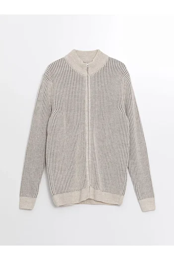LC Waikiki Men's Knitwear Cardigan - Standard Fit, Stand Collar