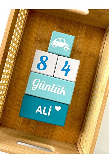 mogokids Bebek anı küpü bebek isimli küp seti 5 parça renkli