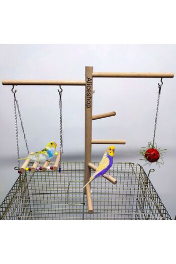 aliceshop Budgie - Cage Top Swivel Ladder and Grass Ball Perch