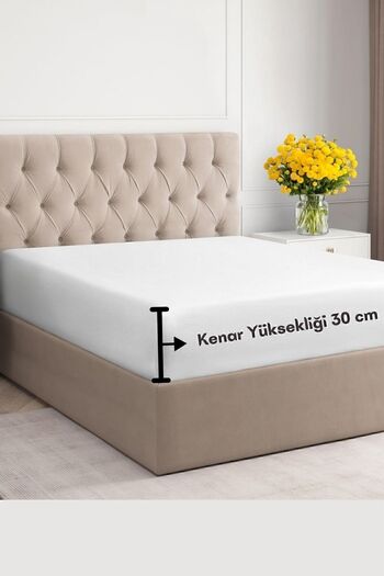 LATTE TEKSTİL White 100% Cotton Fitted Sheet - Elastic Single/Double/King Size