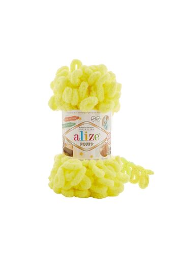 Alize Puffy 552 Pătură pentru papuci galben neon - 5 bucăți fire de tricotat manual și fire de mop
