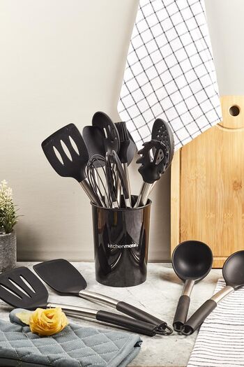 kitchenmate Jose Black 14 Piece Stainless Steel Silicone Kitchen Set