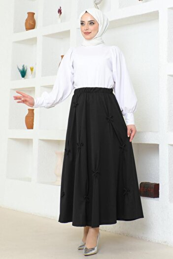 BURCU TESETTÜR Black Bow Detailed Skirt - Brc1507