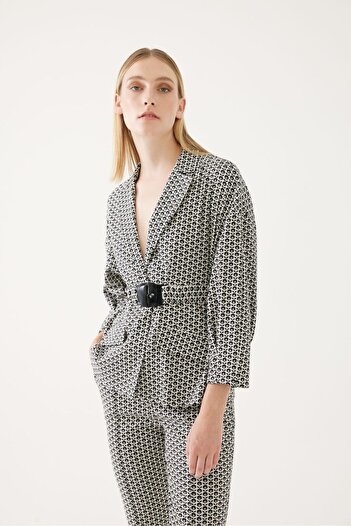 Exquise Patterned Men's Collar Jacket
