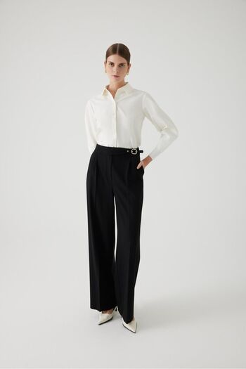 Exquise Black Regular Belted and Pocket Trousers