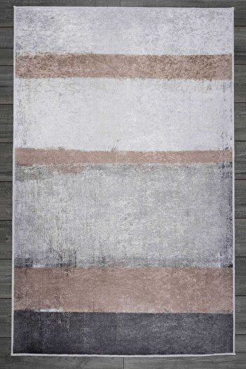 Oriente Home Modern Patterned White Brown Velvet Carpet Washable Non-Slip Floor Runner Hallway Carpet 7061