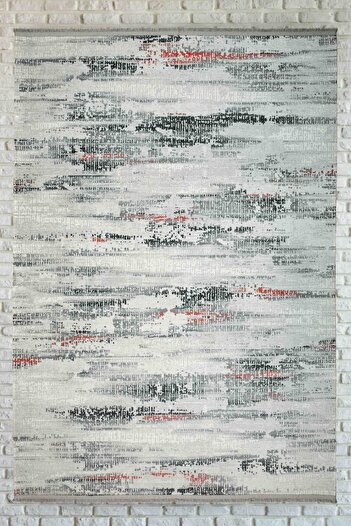 Oriente Home Abstract Patterned Gray Black Washable Non-Slip Base Chenille Living Room Kitchen Carpet 7354