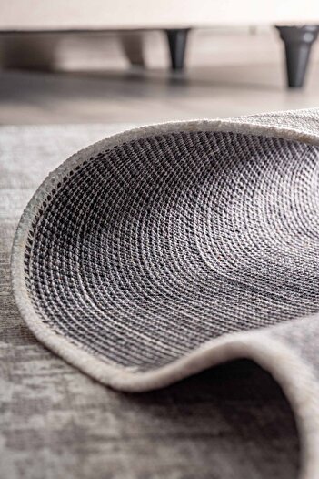 Oriente Home Abstract Desenli Gri Yıkanabilir Kaymaz Taban Şönil Koridor Salon Mutfak Halısı 8115
