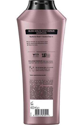 Gliss Serum Deep Repair Biotin Kompleksi & Şakayık Çiçeği  Onarıcı Şampuan 400 ml Yıpranmış Sert Saçlar