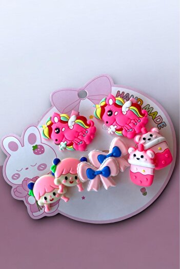 TAKIŞTIR Pink Color Mixed Figure Buckle Set