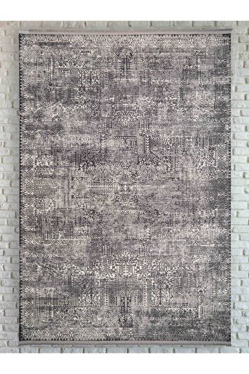 Oriente Home İskandinav Desenli Koyu Gri Yıkanabilir Kaymaz Taban Şönil Halı 7804