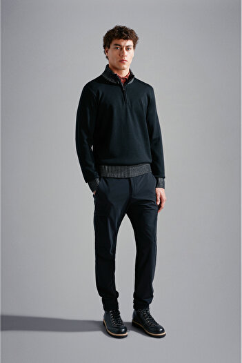 PAUL&SHARK MEN'S ZIPPED PULLOVER C.W. WOOL