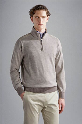 PAUL&SHARK MEN'S ZIPPED PULLOVER C.WWOOL
