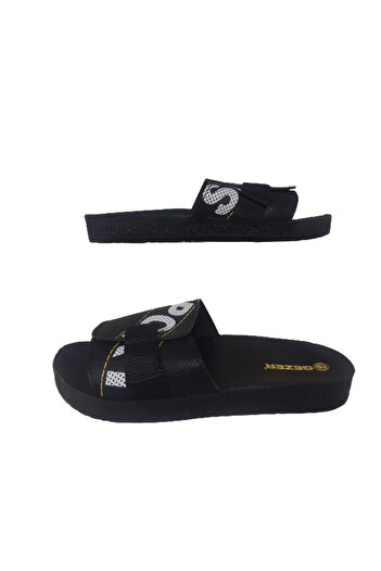 GEZER Geezr71-06 Men's Black Ultra Light Velcro Daily Slippers