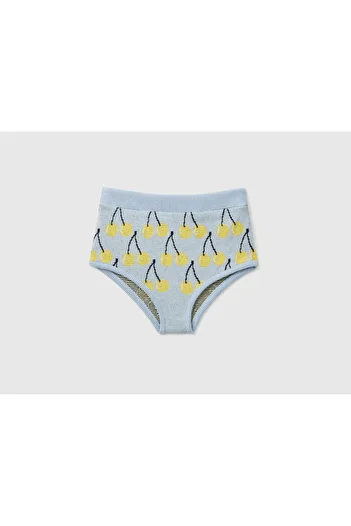 United Colors of Benetton Tricotaj pentru fete cu modele de fructe, pantaloni scurți - imprimat pe față