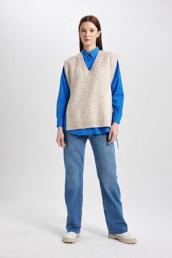 DeFacto Светр Regular Fit V-образним вирізом Basic Duz Светр Suveter B8140ax23wn