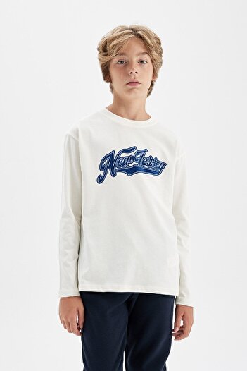 DeFacto Boy's Crew Neck Printed Long Sleeve T-Shirt - D0990A824Au