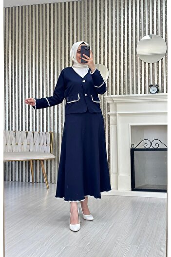 Moda Krash Double Skirt Embroidery Detailed Suit