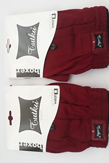 Tutku Ανδρικά χτενισμένα βαμβακερά κουμπιά Boxer Claret Red Color 2 Pack 100% βαμβάκι