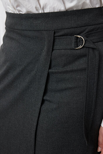 Trendyol Curve Υφαντή φούστα Anthracite Plus Size - TBBAW25AZ00016