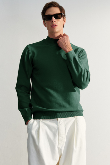 Trendyol Collection Khaki Regular Half Turtleneck Solid Sweater Tmnaw24Kz00055