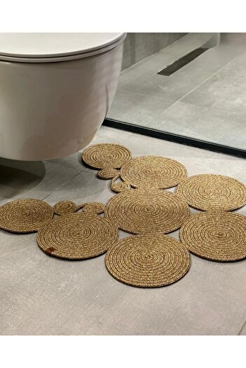 BDZ DERİ Modern Wicker Jute Toilet - with Mat Detail on the front