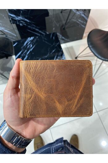 Fil Deri Genuine Leather Men's Wallet with Coin Compartment and Special Compartment Hazelnut Color 2016