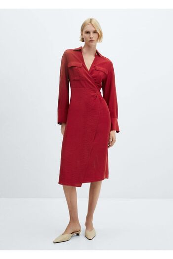 MANGO Woman Becsomagolt midi ruha