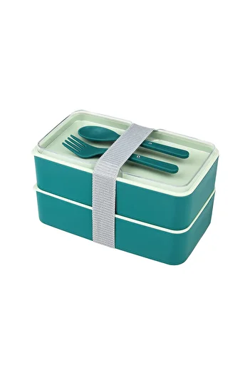 Cosiness Green Jumbo Rectangular Two-Layer Lunch Box - Lunch Storage Box