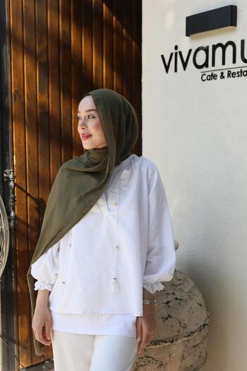 Modakaşmir Henna Green Neo Cotton Shawl