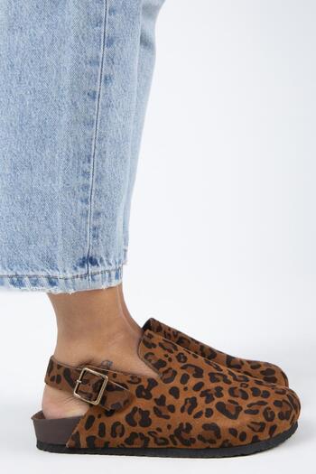 Manijero Holly 2 Leopard Patterned - Genuine Leather Belt Buckle Women's Sandals