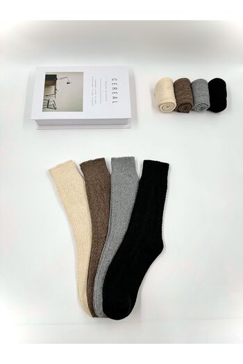 izaycollection Unisex 4' Κάλτσες από μαλλί με ανάγλυφο σχέδιο - Προσωπικό