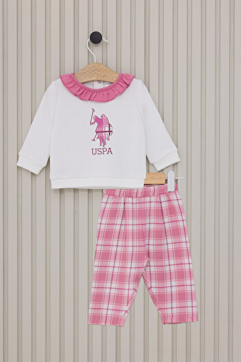 U.S. Polo Assn. Licensed Ruffle Collar Top and Bottom Set for Baby Girl