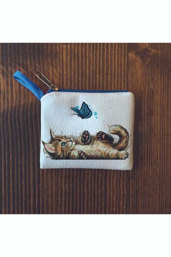 Filemo tasarım Women's White Cat Mini Coin Purse