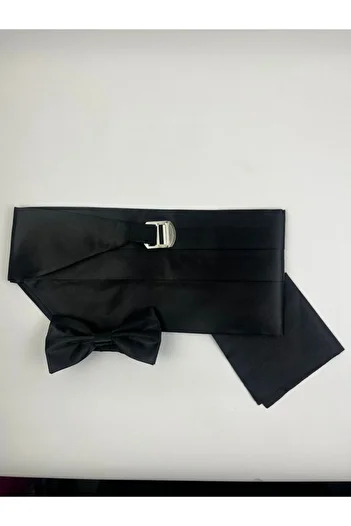 Ars Magic Box Men's Black Groom Suit Satin Fabric Girdle Set