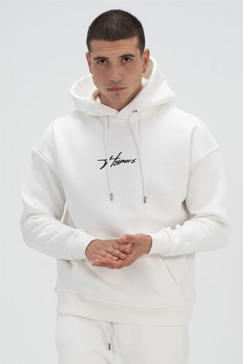 HYPERS Signature Ecru Hooded Oversize Sweatshirt