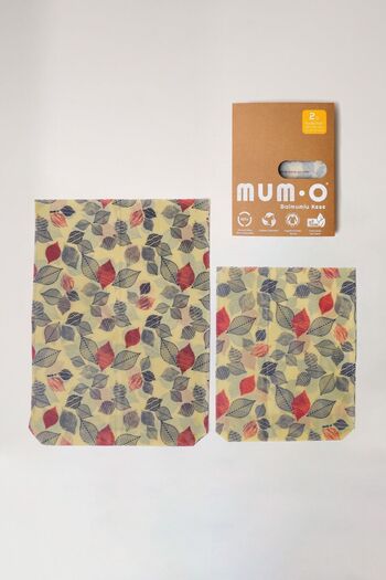 MUMO Set of 2 Waxed Food Storage Pouches - Leaf Pattern