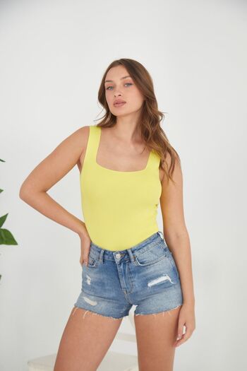 Pearls of Home Women's Crop Top - Yellow -Fitting Crop - 15 Different Color Options - Stretchy Knitted Knitwear Women's Athlete
