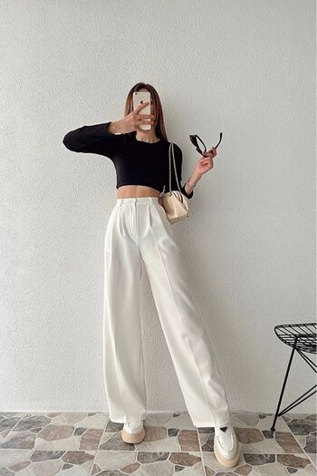 Siggn High Waist Wide Leg Palazzo Trousers