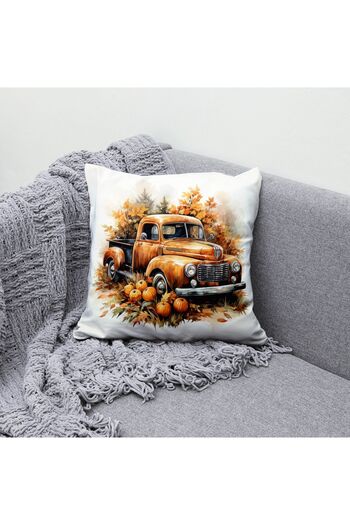 Evmila Pumpkin Pattern Velvet Throw Pillow Cover - Autumn Themed, Double Sided Printed, Zippered, 43X43 cm