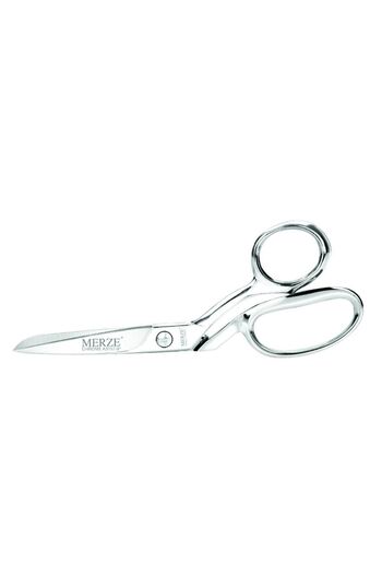 MERZE Chrome Plated Reclining Fabric and Leather Scissors 9" / 22.86 Cm