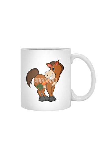 Fizello Horse with Carrot White Mug, Gift, Dowry, Presentation Holder
