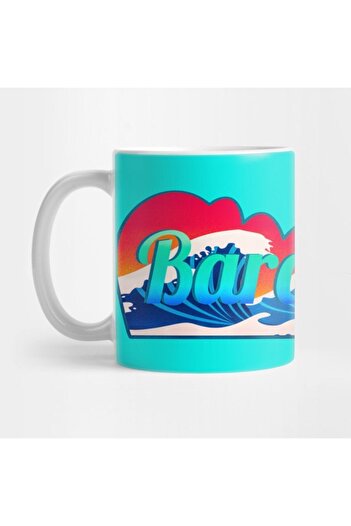 TatFast Barcelona Surfing Beach In Summer Vintage Typography Mug