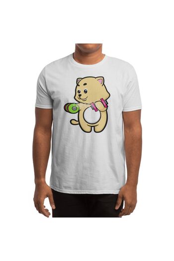 Fizello Men's and Women's T-Shirt - Cat at Biceps Dumbbell Training Unisex White T-Shirt